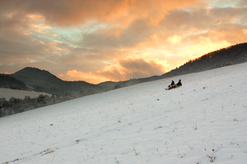 Zima zapad slnka Sulovske vrchy